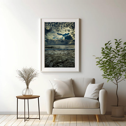 Moody Seascape Sunbeams Fine Art Print