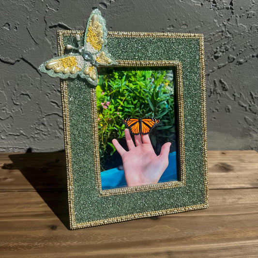 Monarch Butterfly Fine Art Print in Beaded Butterfly Frame, Monarch Butterfly Photo, Butterfly Print, Butterfly Photography, Nature Photo
