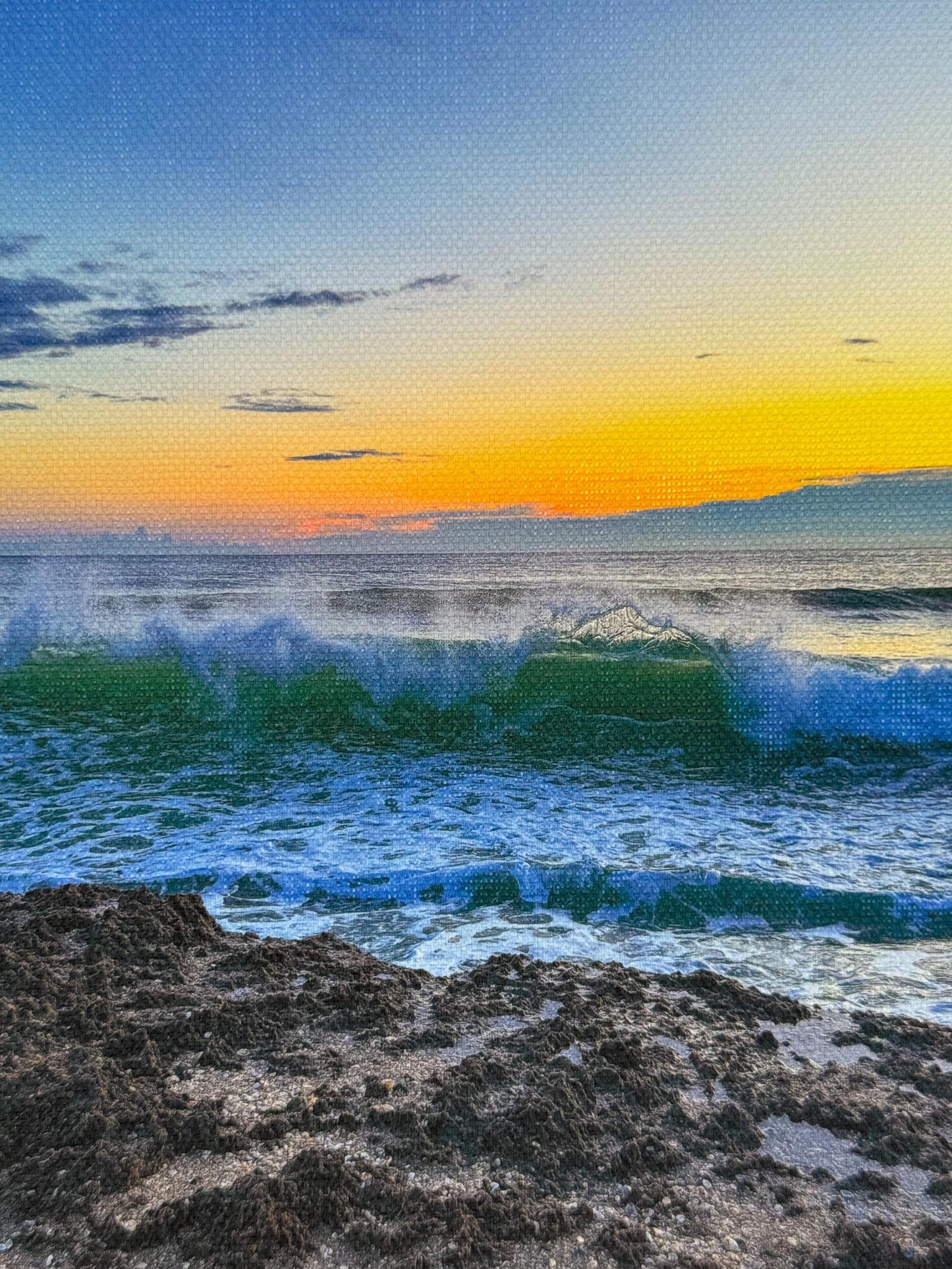 Canvas Beach Photo w/ Wooden Magnetic Frame