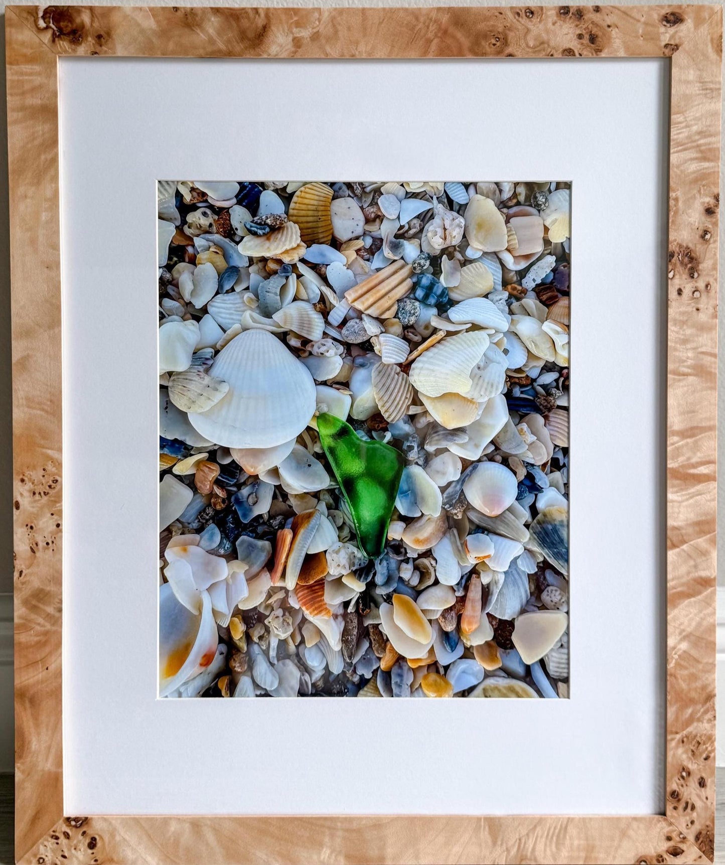 Green Seaglass Fine Art Print in Wood Frame