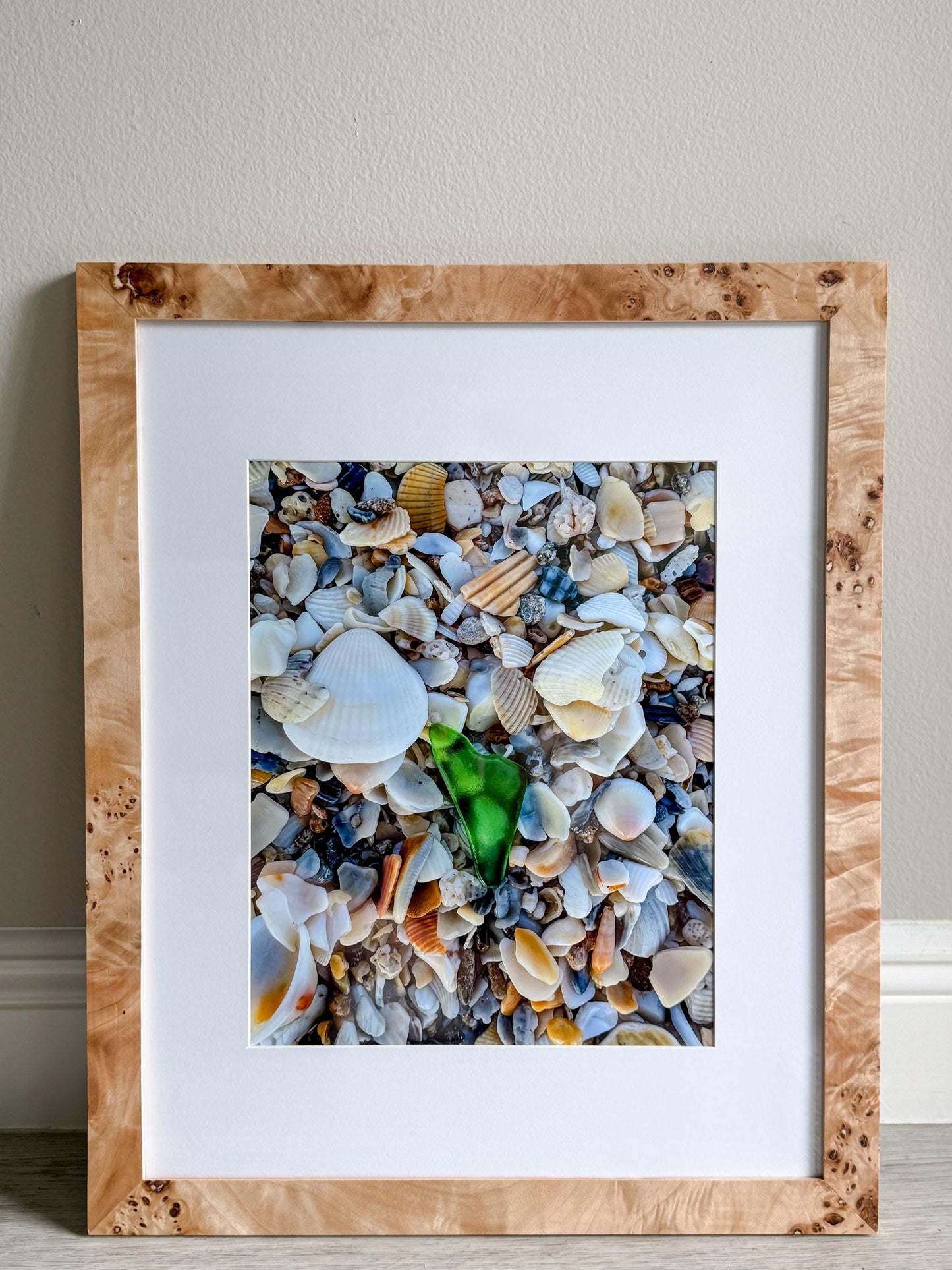 Green Seaglass Fine Art Print in Wood Frame
